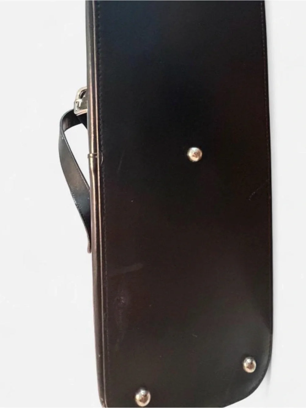 Jack Georges Women's Large Black Leather Shoulder Tote Bag with Buckle Straps